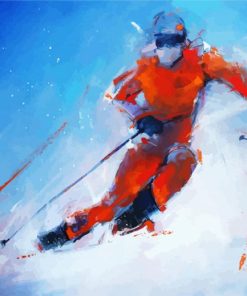 Abstract Skier paint by number