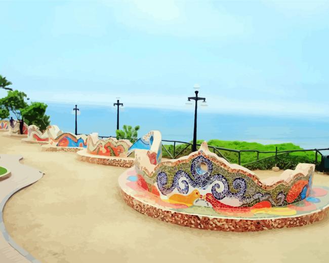 Parque Del Amor Lima Building paint by numbers
