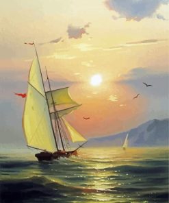 Sail boat In The Sea paint by numbers