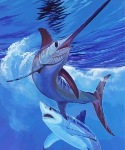 Aesthetic Sailfish And Shark paint by number