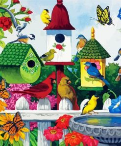 Cute Birdhouse paint by numbers