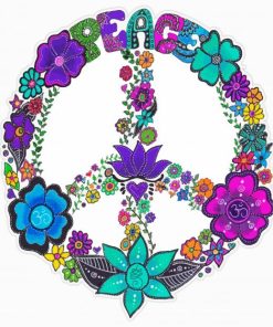 Artistic Floral Peace Sign paint by numbers