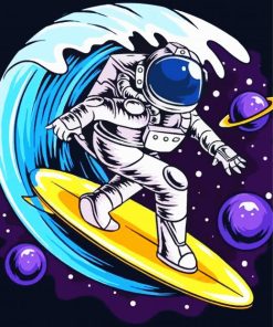 Astronaut Surfing paint by number