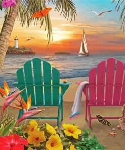 Beach Chairs Sunset paint by numbers