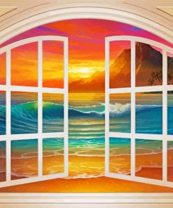 Beach Through A Window paint by numbers