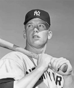 Black And White Mickey Mantle paint by numbers