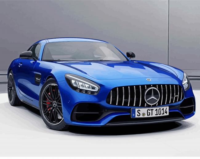 Blue Mercedes Amg Gt paint by numbers