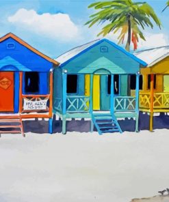 Colorful Beach Cottages paint by number
