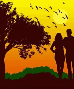 Couple Silhouette paint by number