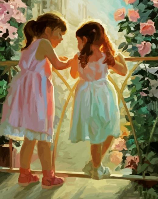 Cute Baby Sisters paint by numbers