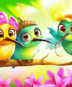 Cute Hummigbirds paint by numbers