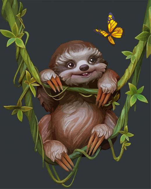 Cute Sloth Animal Art paint by numbers