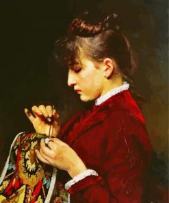 Embroidering Women paint by numbers