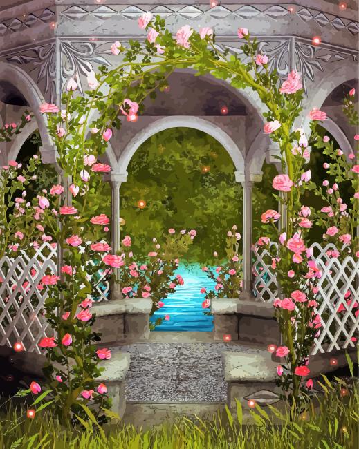Floral Gazebo paint by numbers