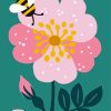 Flower And Bee Illustration paint by numbers