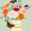 Flowers And Butterfly Illustration paint by numbers