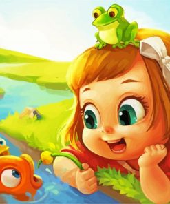 Girl Talking To Fish paint by numbers