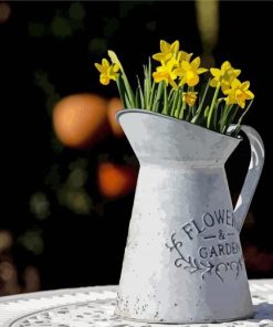 Grey Jug And Wild Daffodils paint by numbers