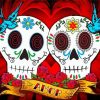 Mexican Love Skull paint by number