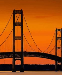 Michigan Mackinac Bridge At Sunset paint by numbers