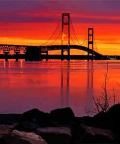 Michigan Mackinac Bridge Sunset paint by numbers