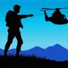 Military Soldier With Helicopter Silhouette paint by number