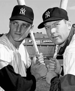 Monochrome Mickey Mantle and Roger Maris paint by number