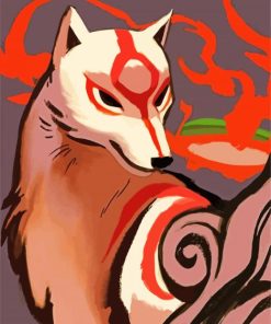 Okami Dog Anime Animal paint by numbers