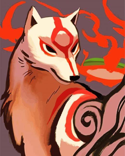 Okami Dog Anime Animal paint by numbers