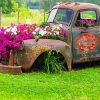 Old Truck And Flowers paint by number