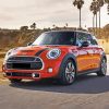 Orange Mini Cooper Car paint by numbers