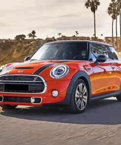 Orange Mini Cooper Car paint by numbers