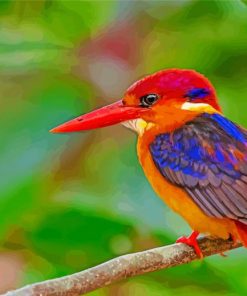 Oriental Dwarf kingfisher On Stick paint by numbers