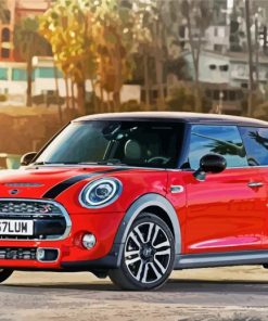 Red Mini Cooper Car paint by numbers