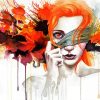 Red Head Splatter Lady paint by number