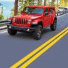 Red Jeep Car paint by numbers