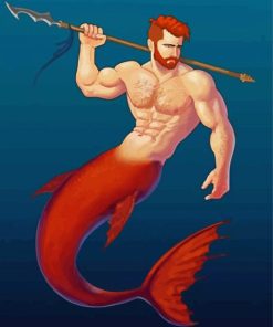 Redhead Merman paint by numbers