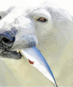 White Bear With Fish paint by numbers