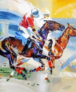 Abstract Polo Players And Horses Art paint by numbers