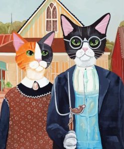 American Gothic Cats paint by numbers