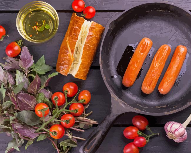 Tasty Hot Dogs Food paint by numbers