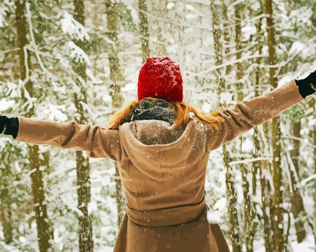 Cool Woman In Snow paint by numbers