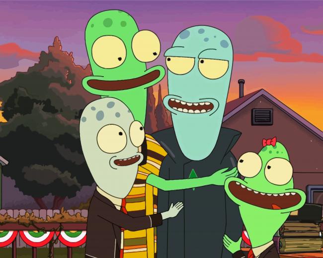 Alien Family Cartoon paint by number