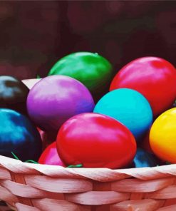 Basket Of Colorful Chicken Eggs paint by number