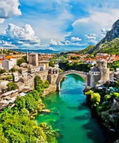 Beautiful Mostar City paint by numbers