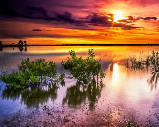 Benbrook Lake In Fort Worth paint by numbers