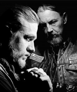 Black And White Jax And Chibs From SOA paint by number