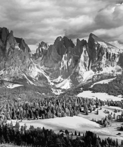 Black And white Italy Mountains paint by numbers