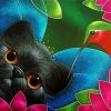 Black Cat And Hummingbird Art paint by numbers