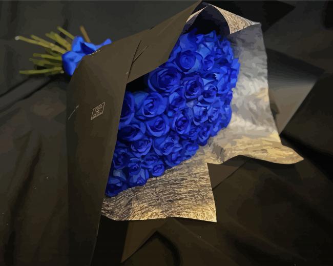 Aesthetic Blue Roses Bouquet paint by number